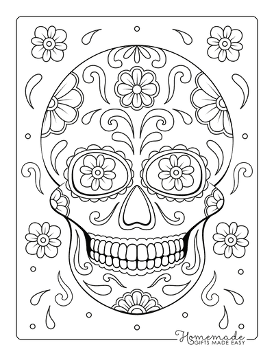 Sugar skull coloring pages for day of the dead