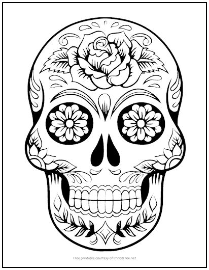 Day of the dead skull coloring page print it free