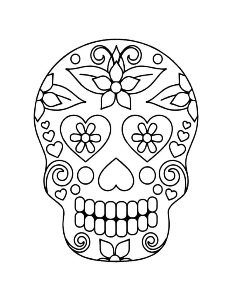 Free printable day of the dead coloring pages for kids and adults