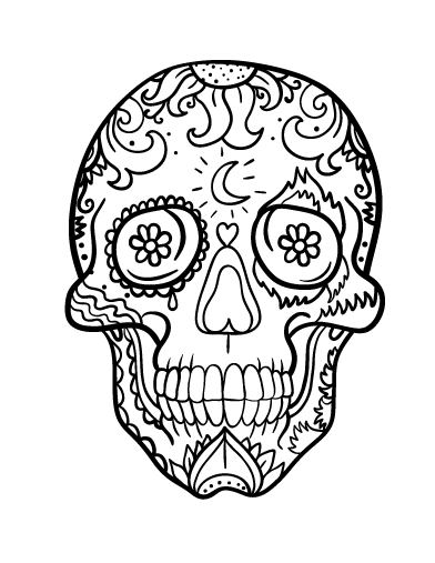 Free day of the dead skull coloring page