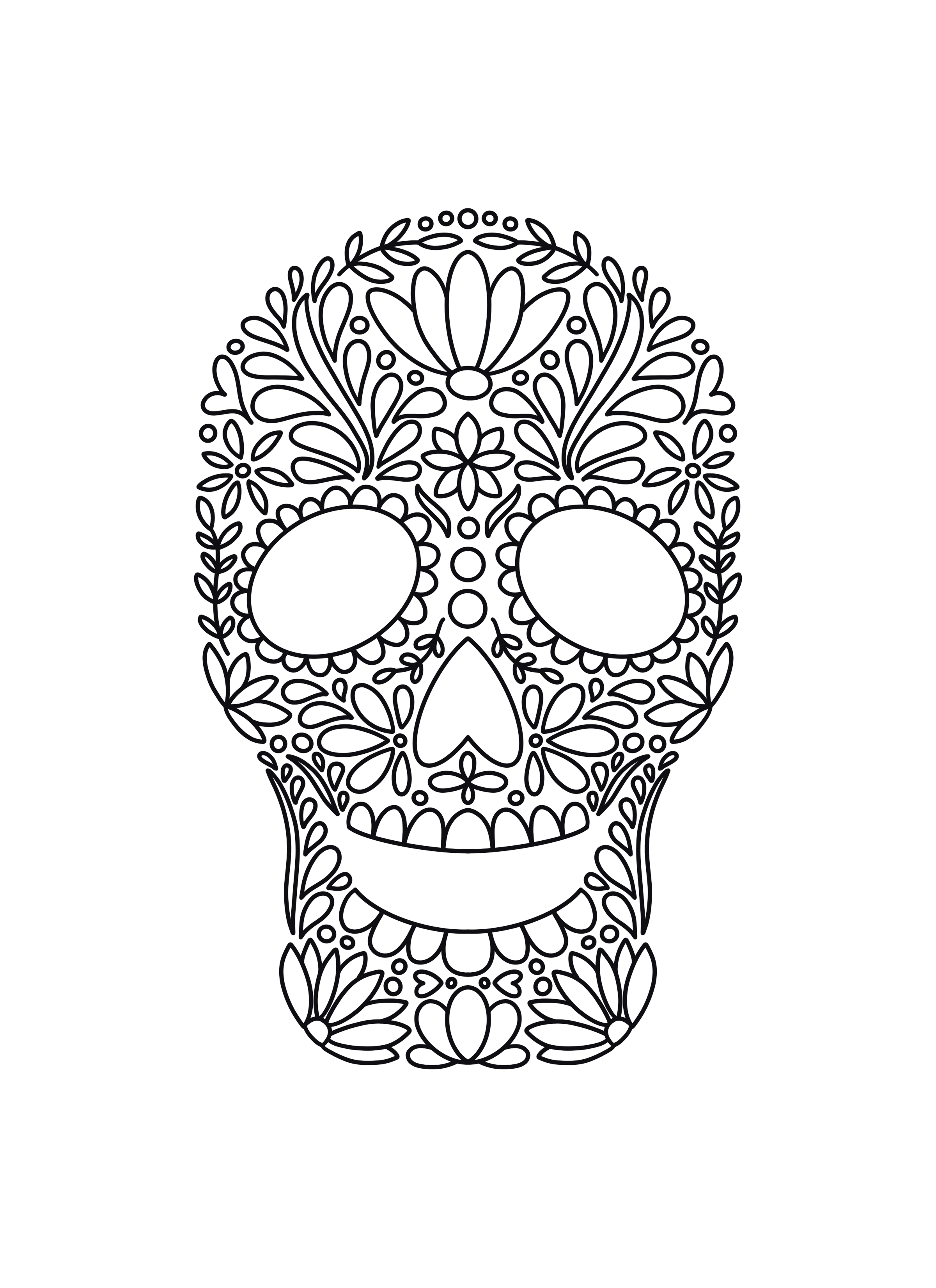 Sugar skull coloring page for day of the dead