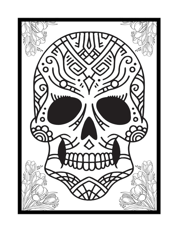 Dia de los muertos skull coloring page sugar skull coloring for adults mexican skull color page pod coloring page instant delivery