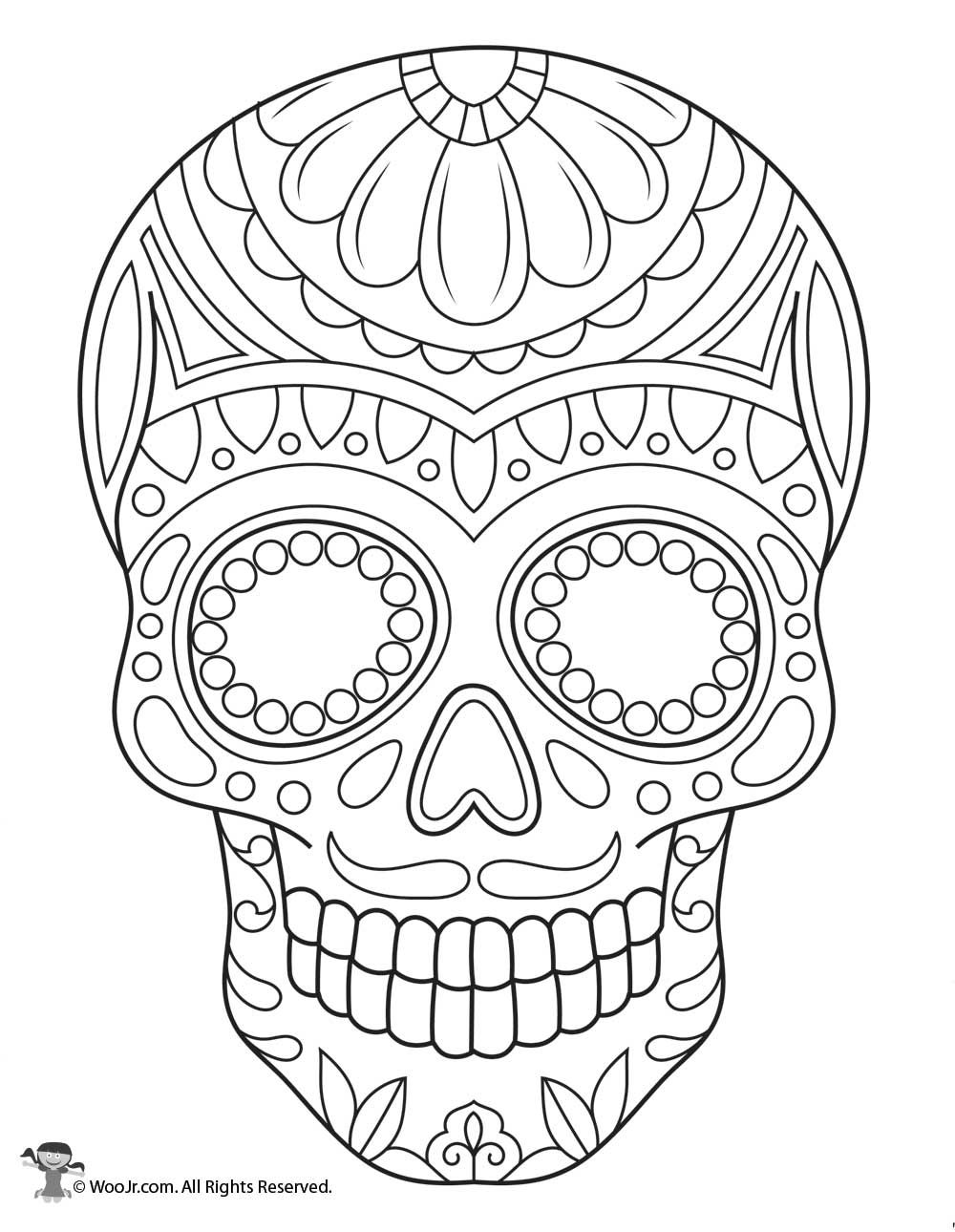 Colorful day of the dead coloring pages with intricate sugar skull designs