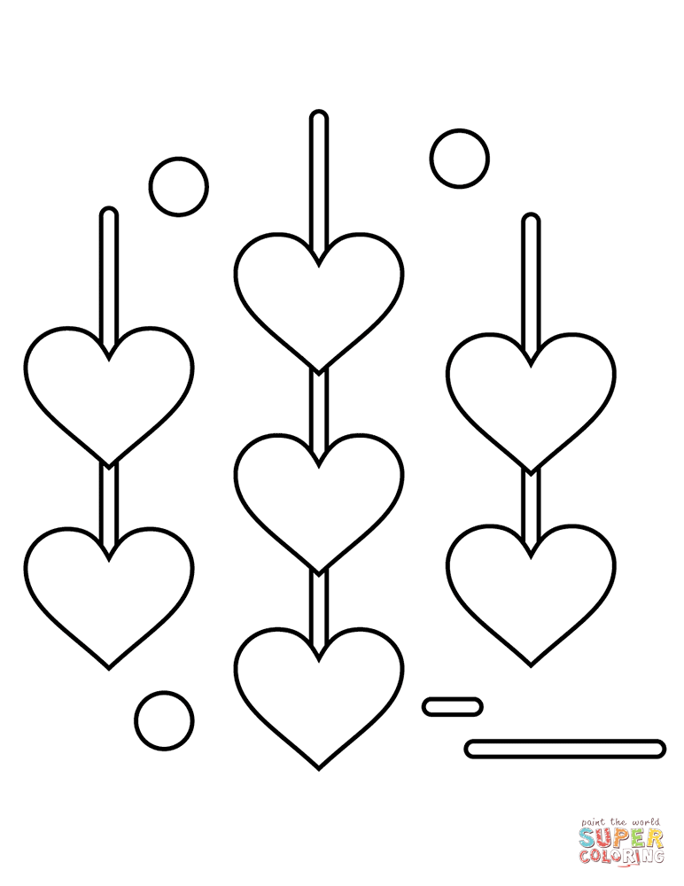 Valentines day chains with hearts coloring page free printable coloring pages