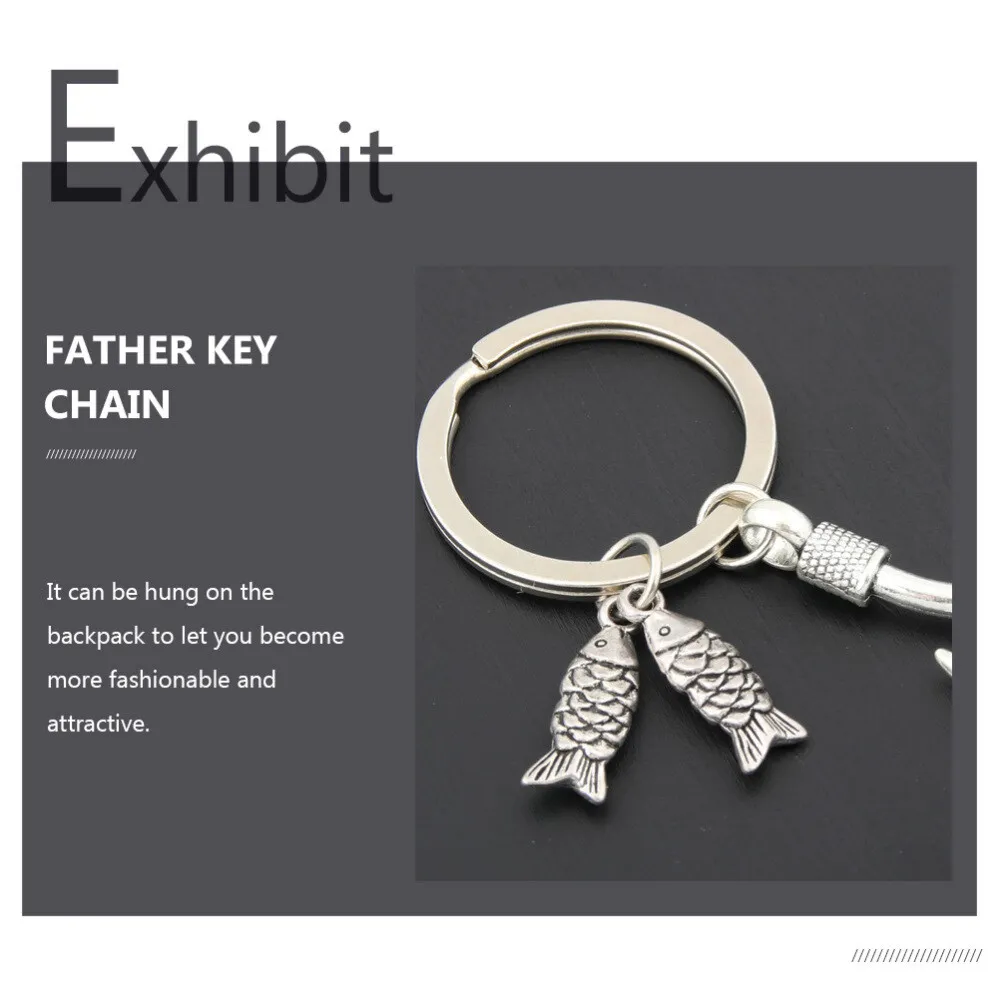 Pcs fishhook keychain zinc alloy father day chains papa dad pendant