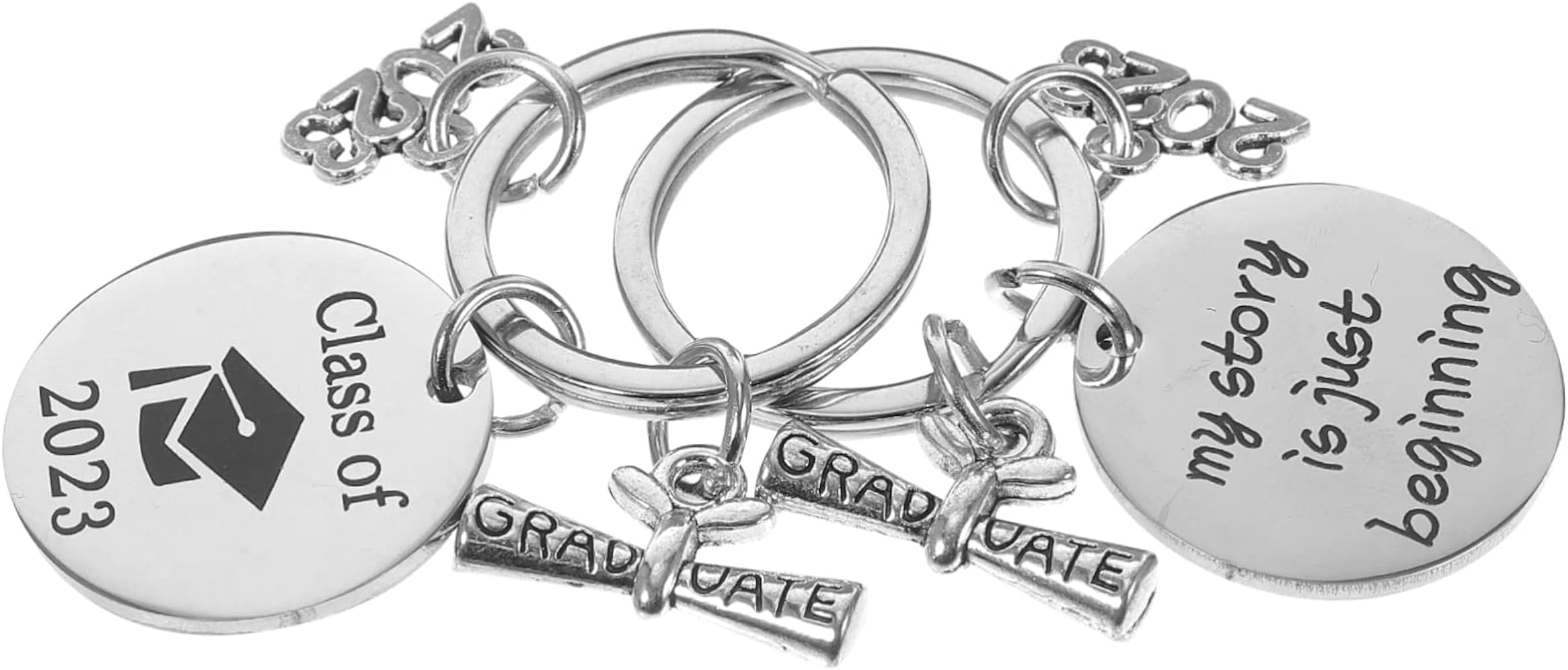 Sherchpry pcs graduation season keychain graduation keychain graduation cap keychain graduation gifts my story is just beginning class of stainless steel miss graduate jewelry at womens clothing store
