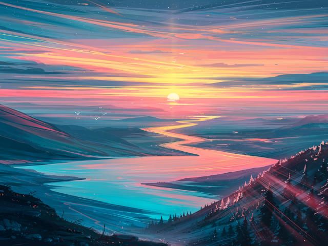 Sunrise landscape wallpaper hd artist k wallpapers images photos and background