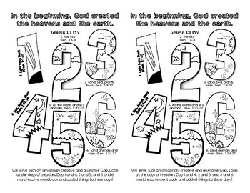 Days of creation coloring sheet by jejes creations tpt