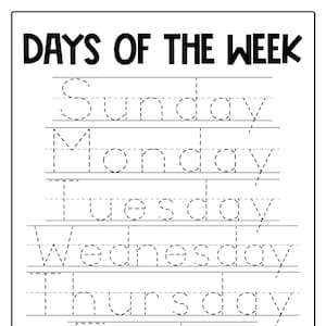 Days of the week chart