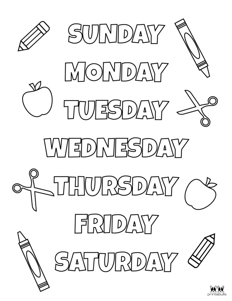 Days of the week worksheets printables