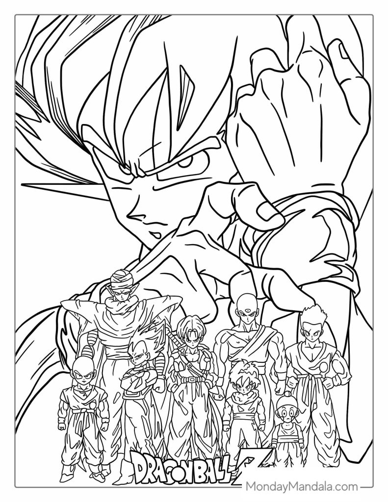 Dragon ball z coloring pages free pdf printables