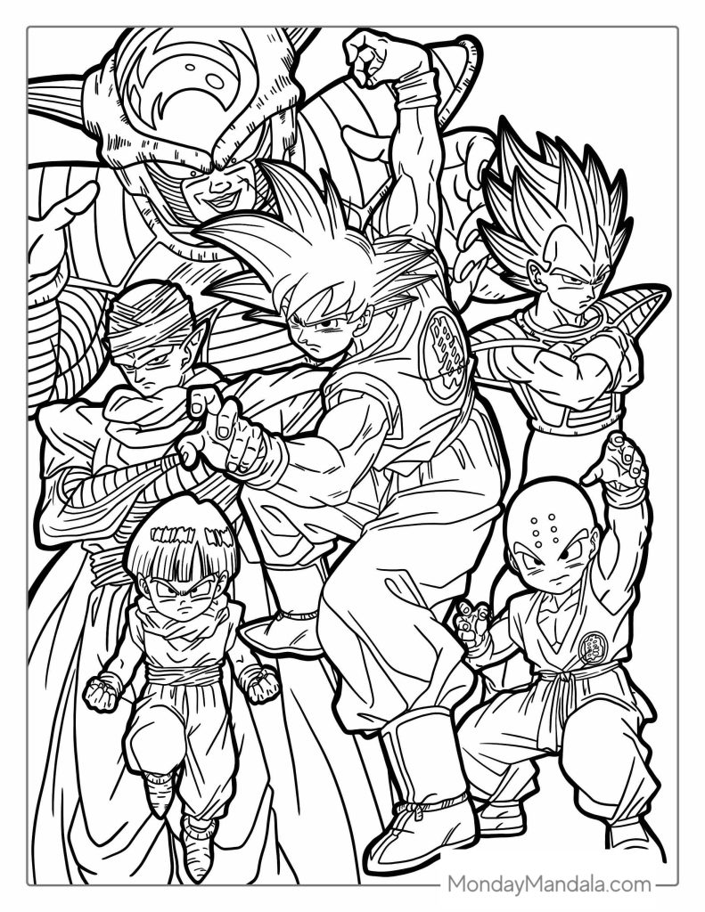 Dragon ball z coloring pages free pdf printables