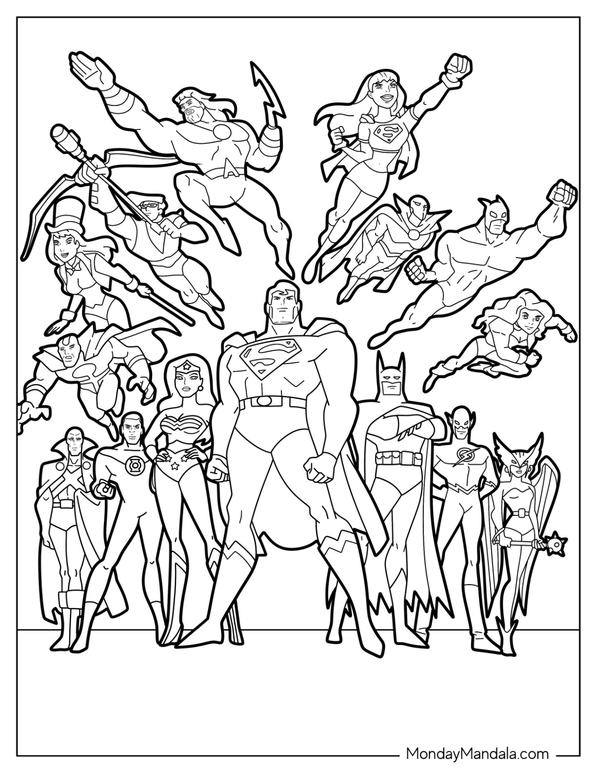 Justice league coloring pages free pdf printables