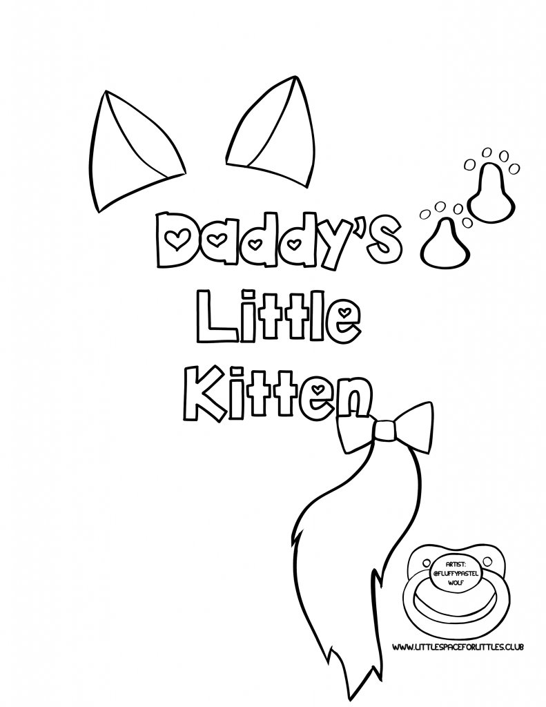 Littlespaceforlittles on x daddys kitten â coloring page httpstcojzkxuvtrrs httpstcoebzebyf x