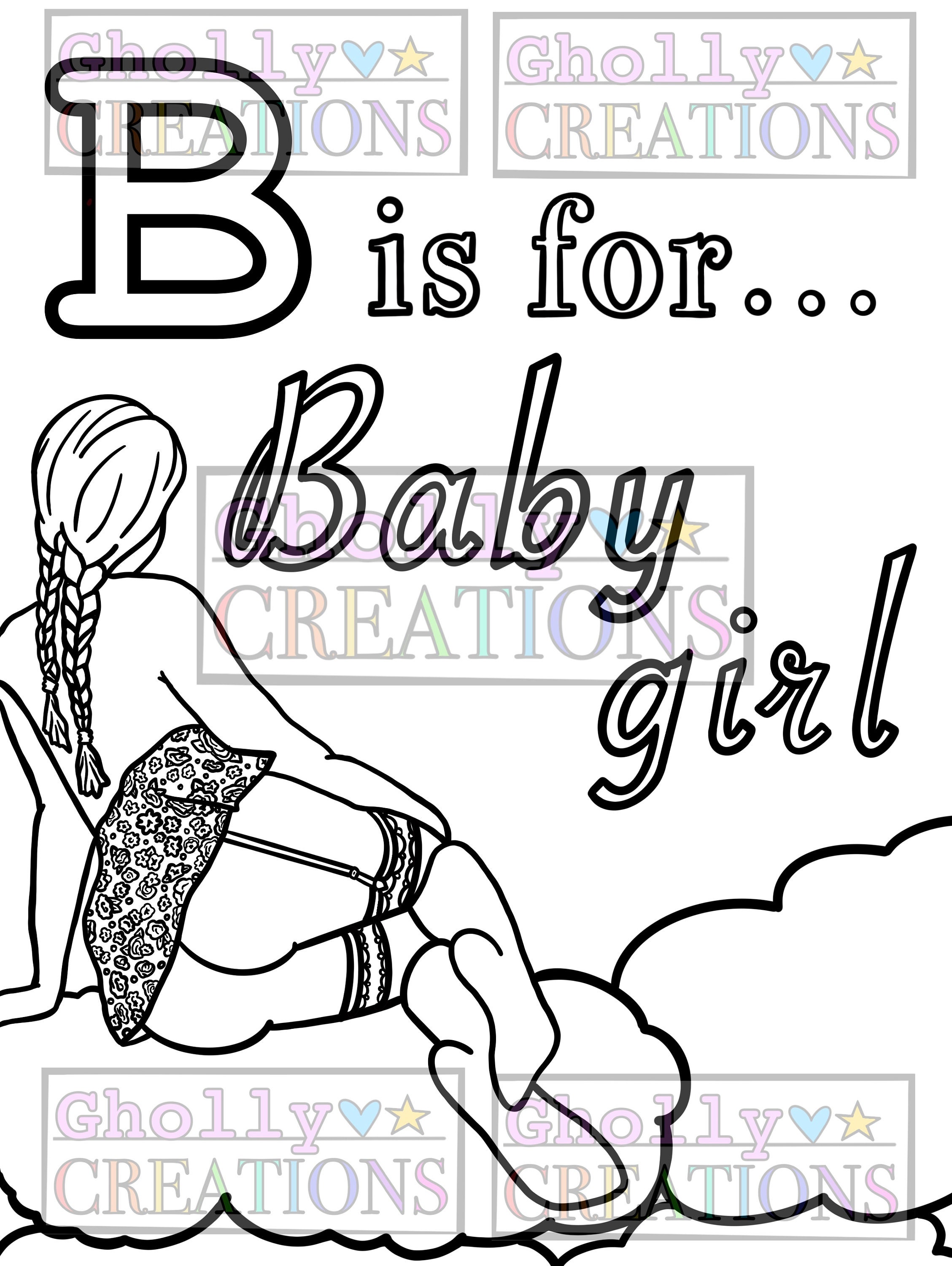 B is for babygirl bdsm ddlg coloring page