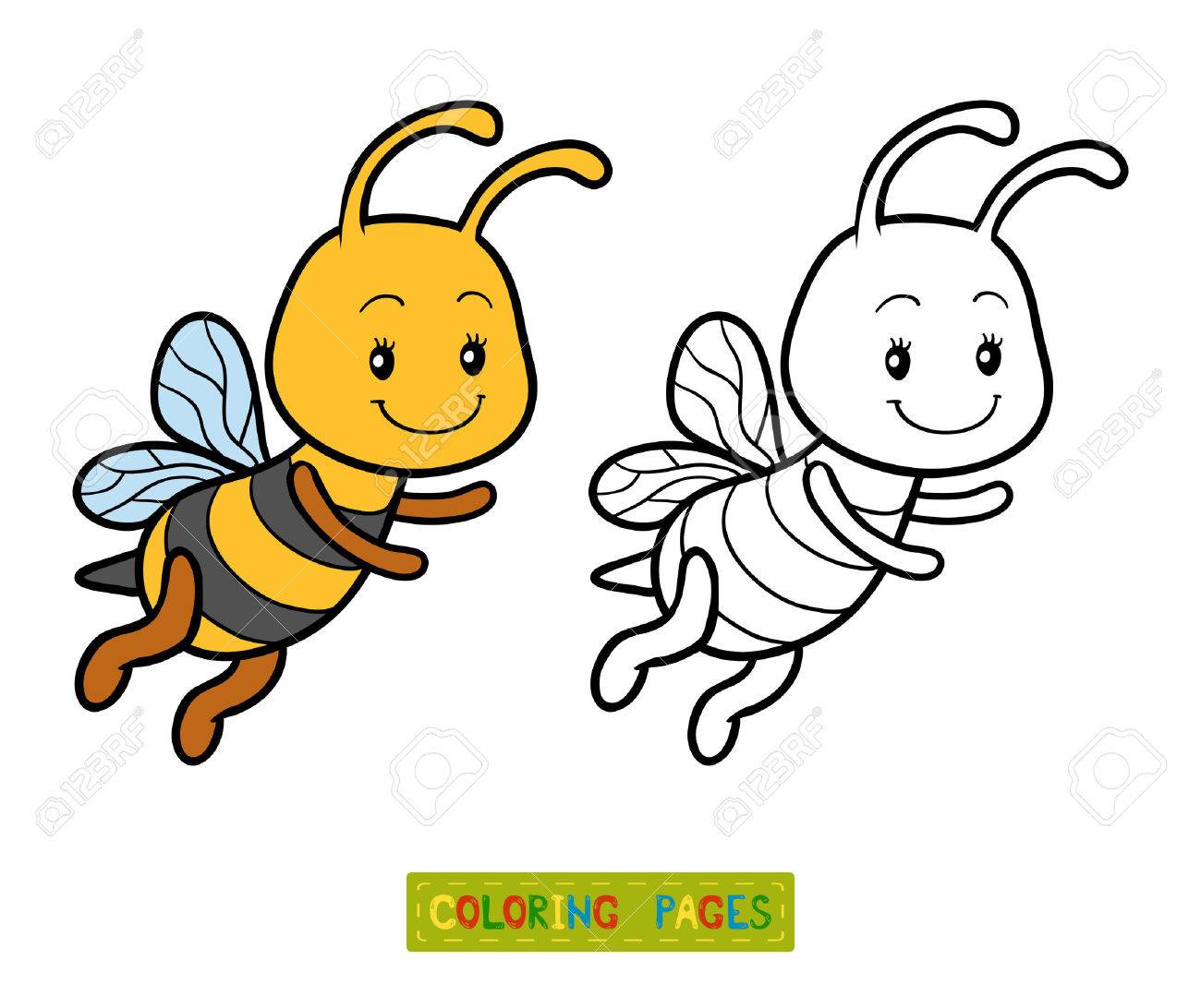 Coloring book for children coloring page with a small bee royalty free svg cliparts vectors and stock illustration image