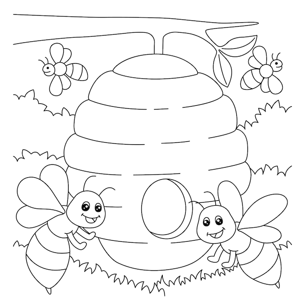 Premium vector bees coloring page for kids