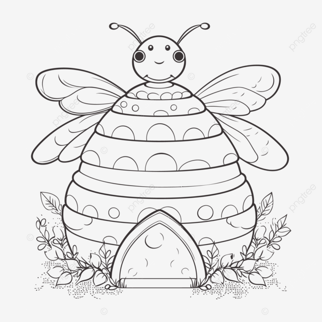 Dibujo de la abeja tã en una casa para colorear pãgina ilustraciãn quema boceto vector png dibujos dibujo de la casa dibujo de ala dibujo de rata png y vector para dcargar