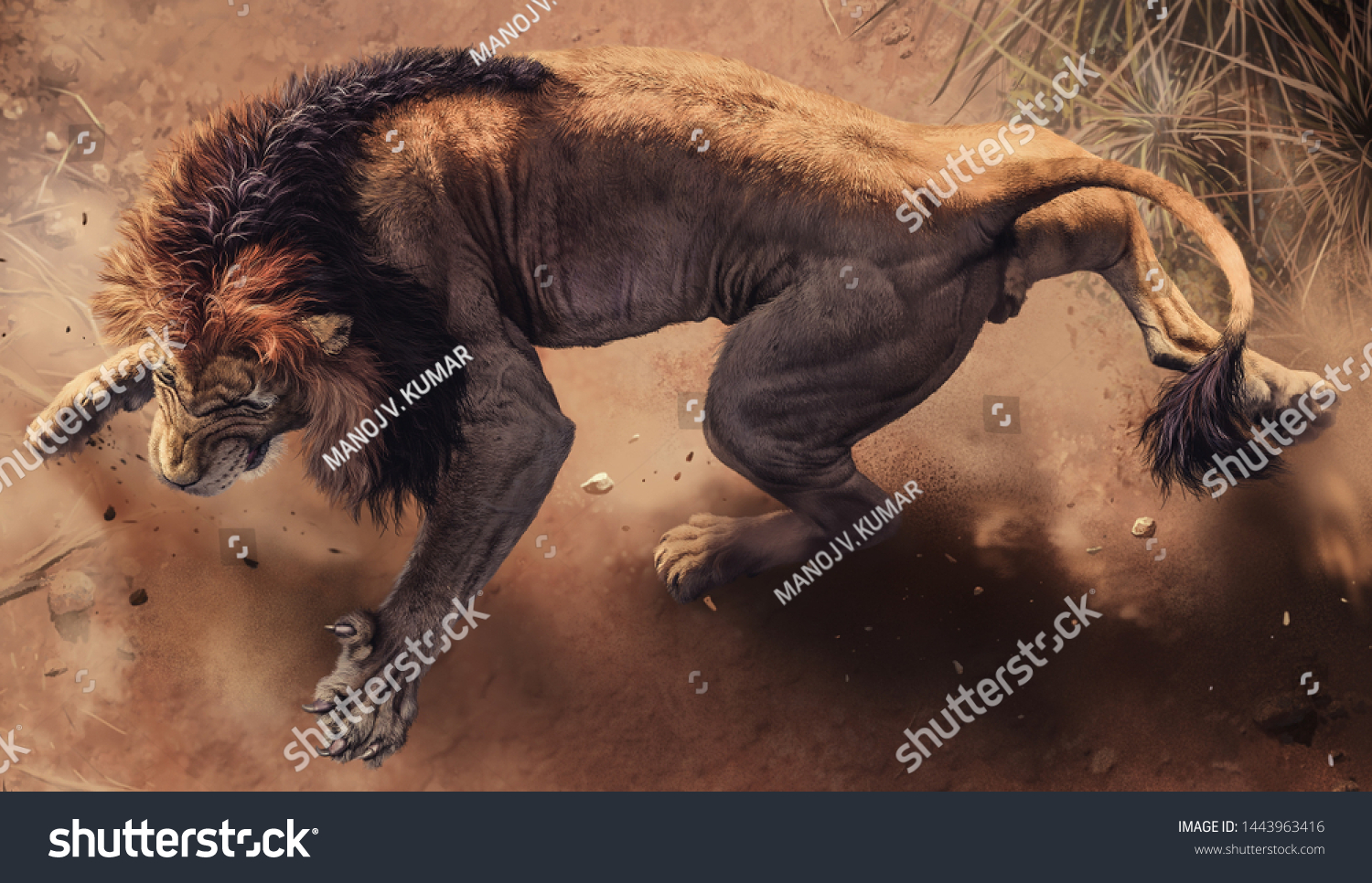 Painting art lions deadliest roar wallpaper stock photo