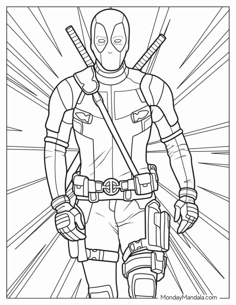 Deadpool coloring pages free pdf printables