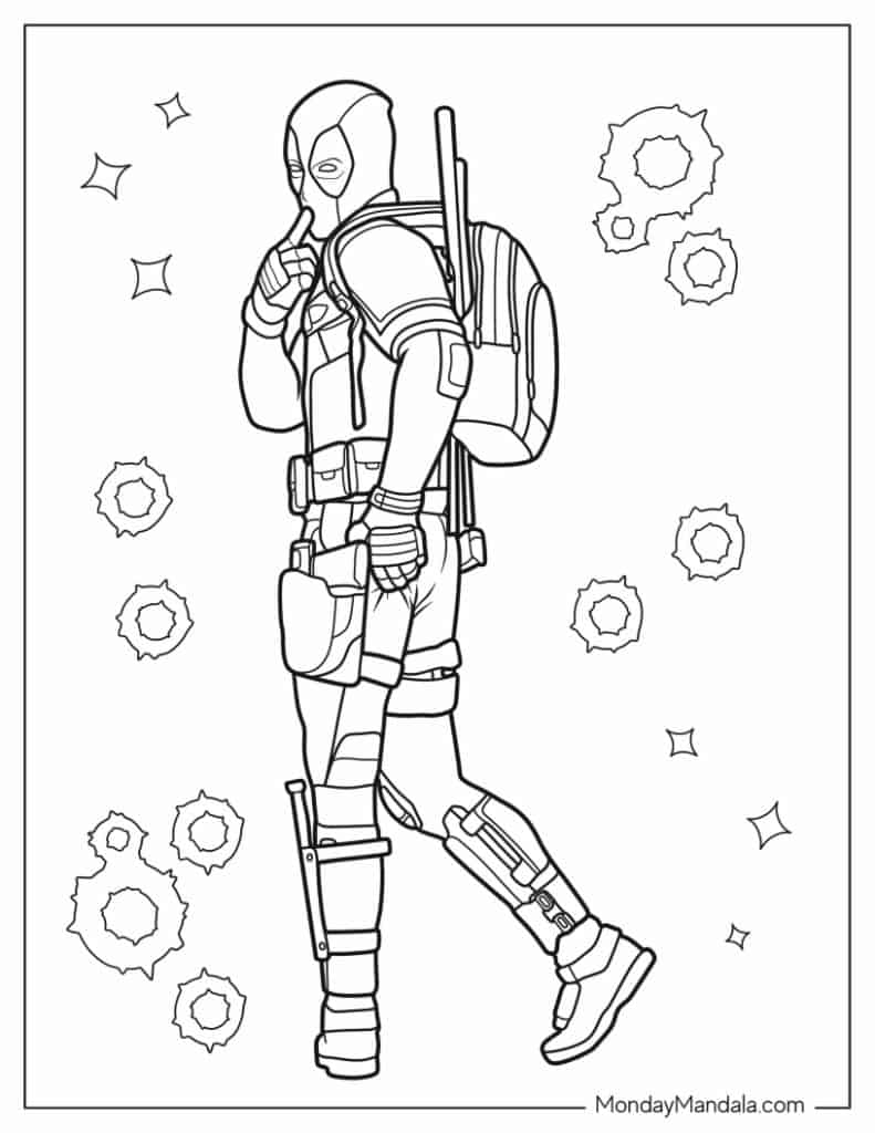 Deadpool coloring pages free pdf printables