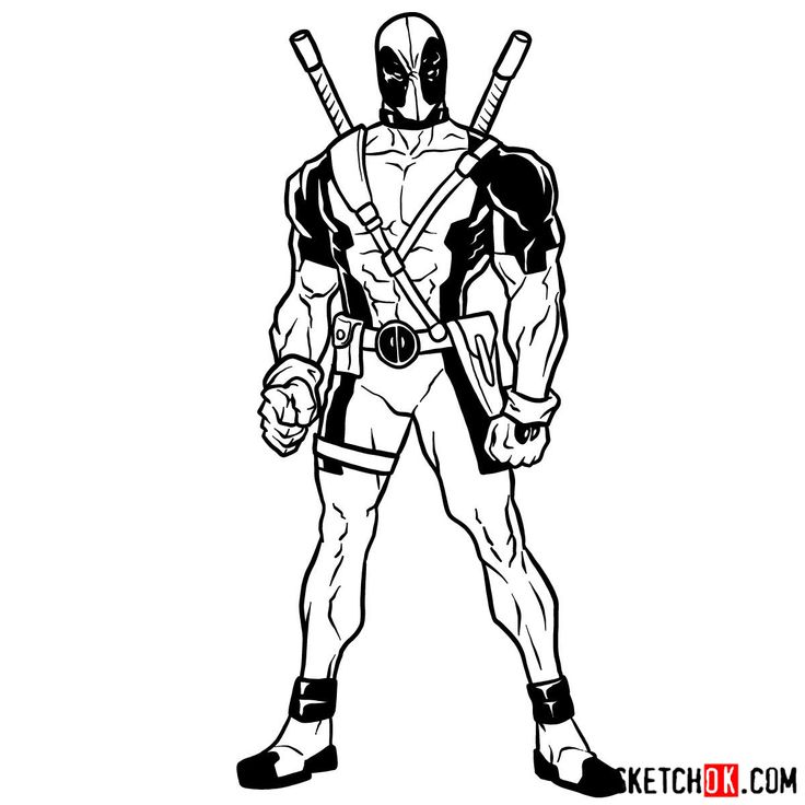 How to draw deadpool in full growth