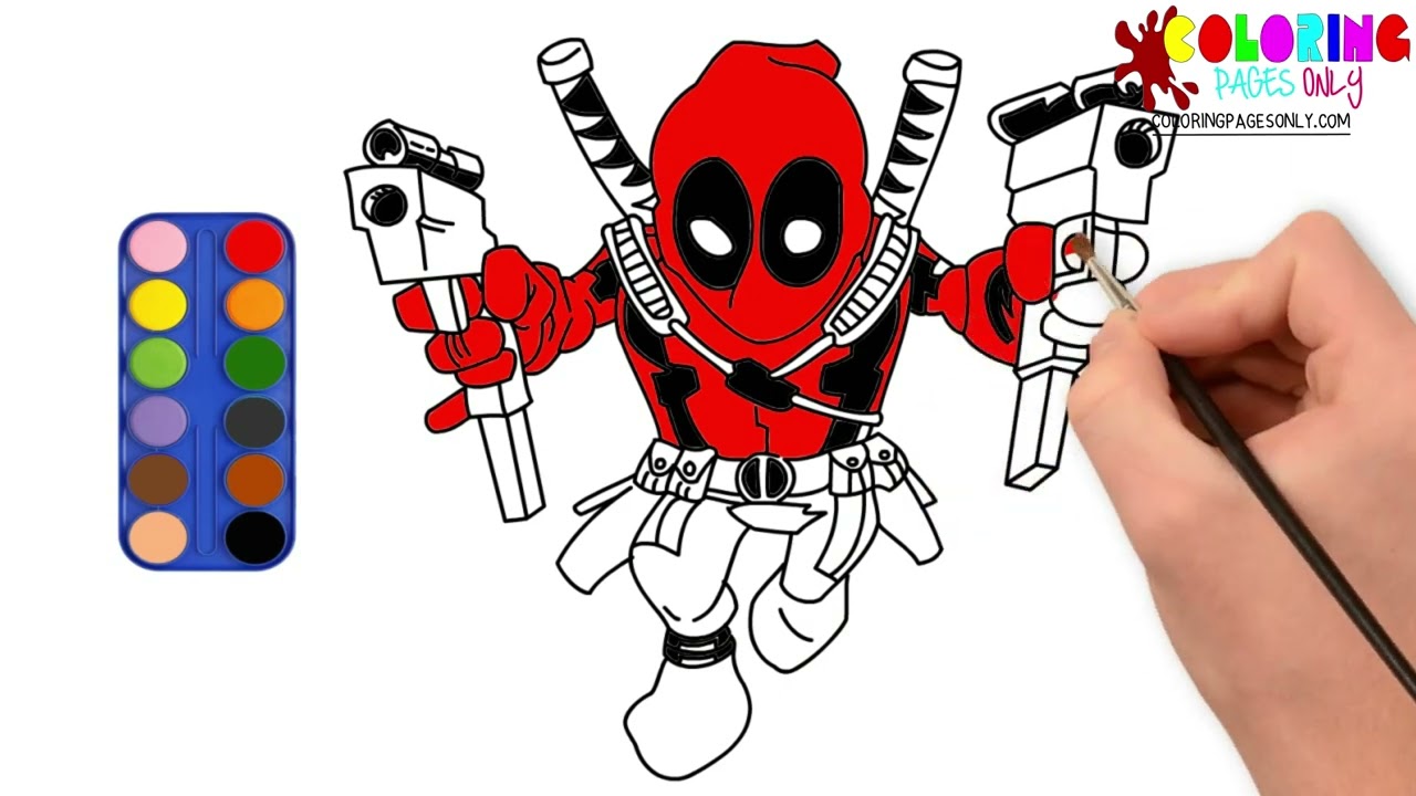 How to draw and paint deadpool coloring pages for kids