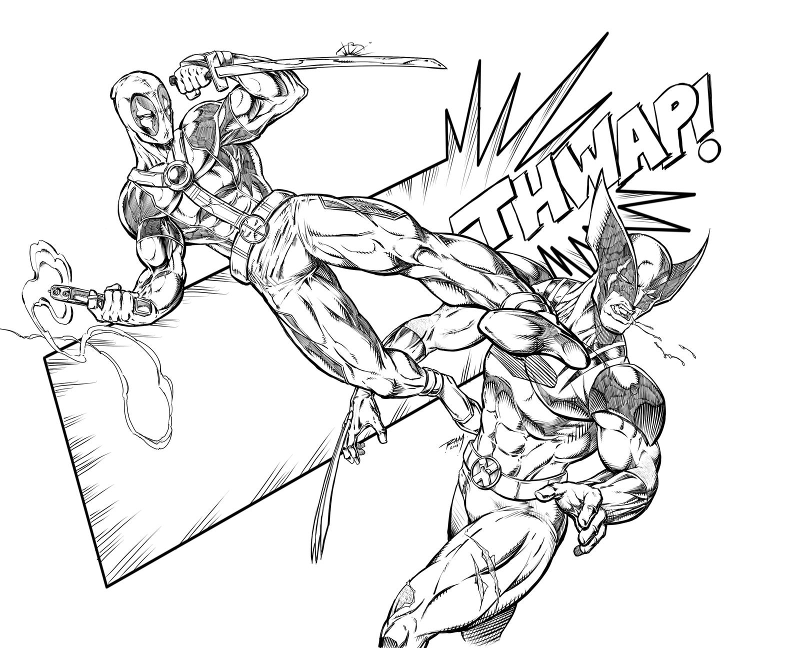 Deadpool vs wolverine digital pencils by ram by robertmarzullo on