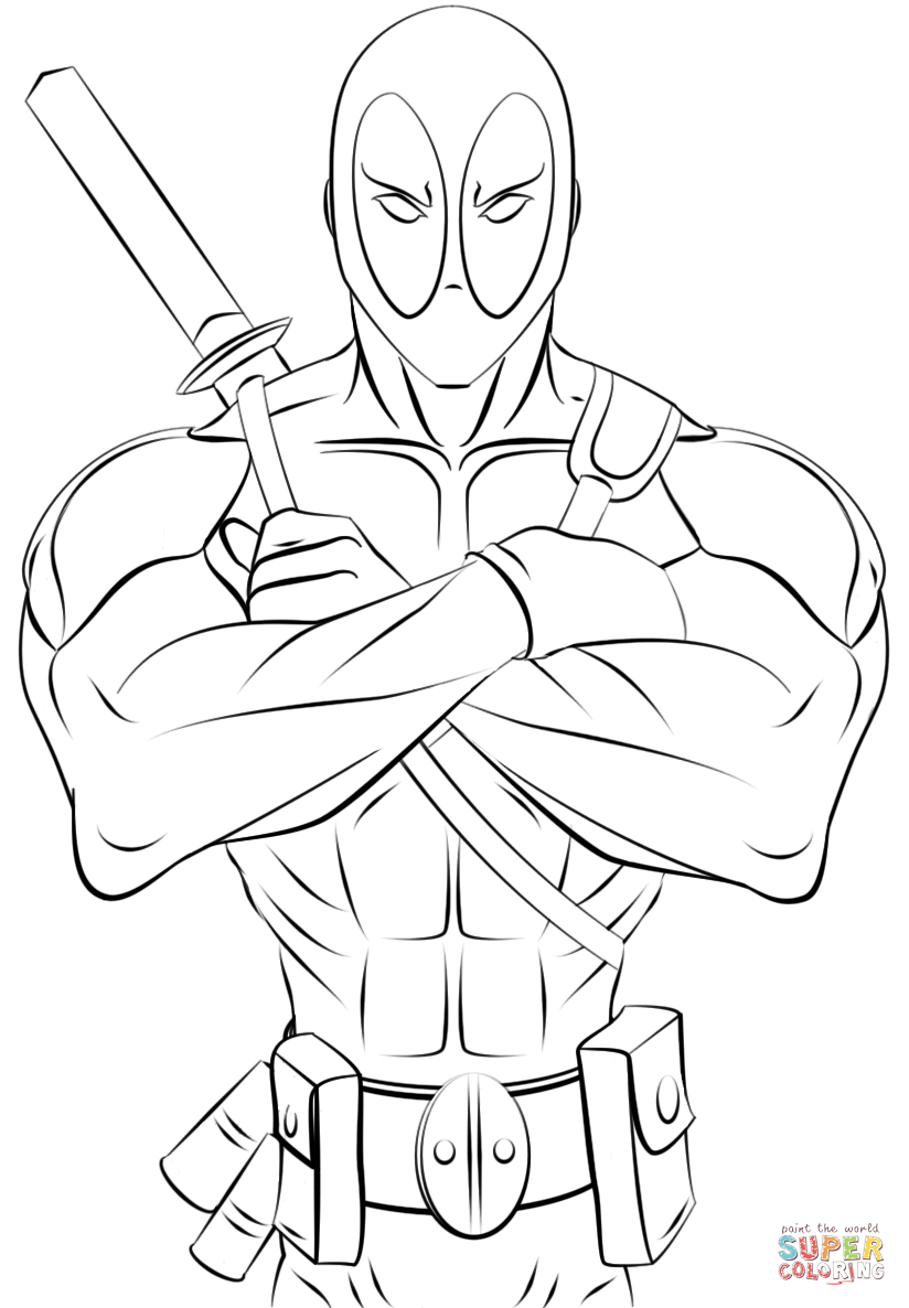 Deadpool coloring page free printable coloring pages