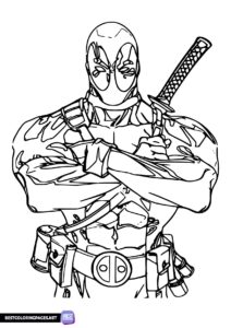 Strong deadpool coloring page