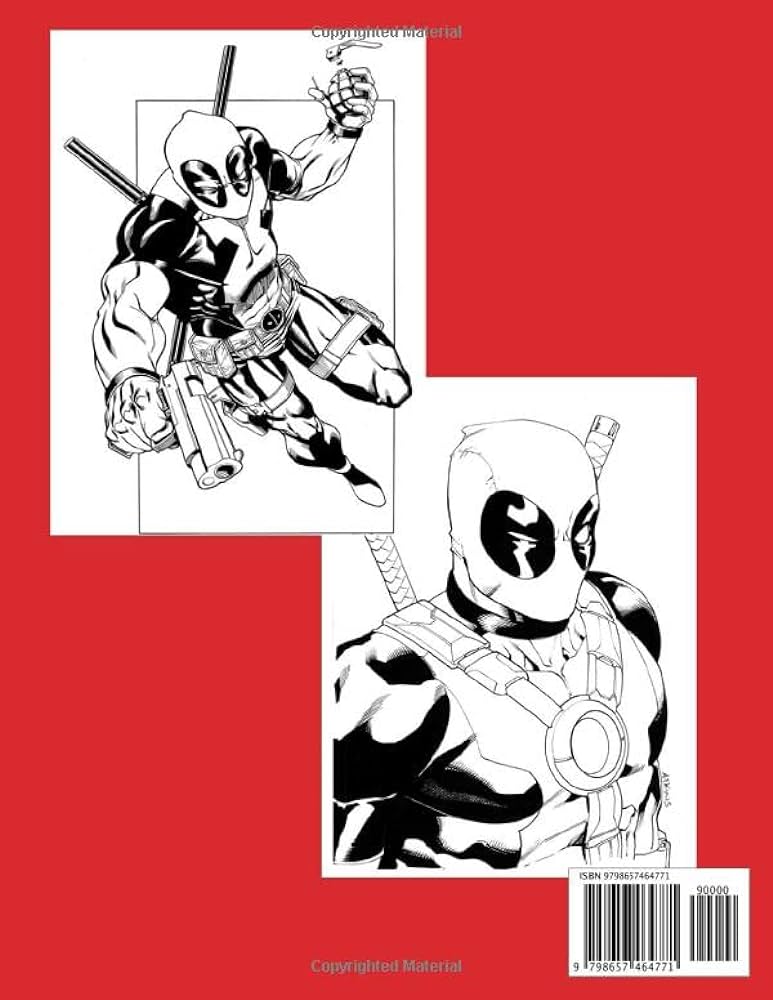 Deadpool coloring book superhero coloring pages for kids and adults perfect giftfor all fans of deadpool movies by