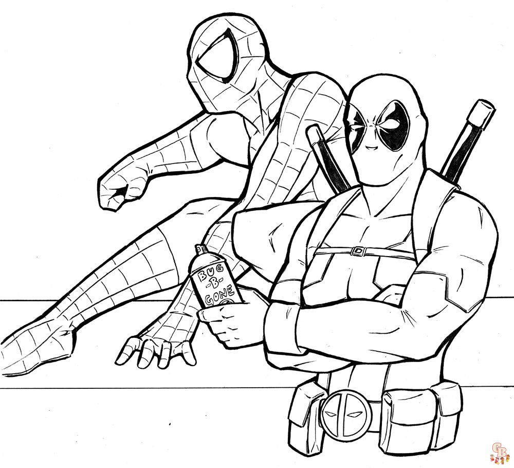 Bring your favorite superheroes to life with selfie with spidey and deadpool coloring pages