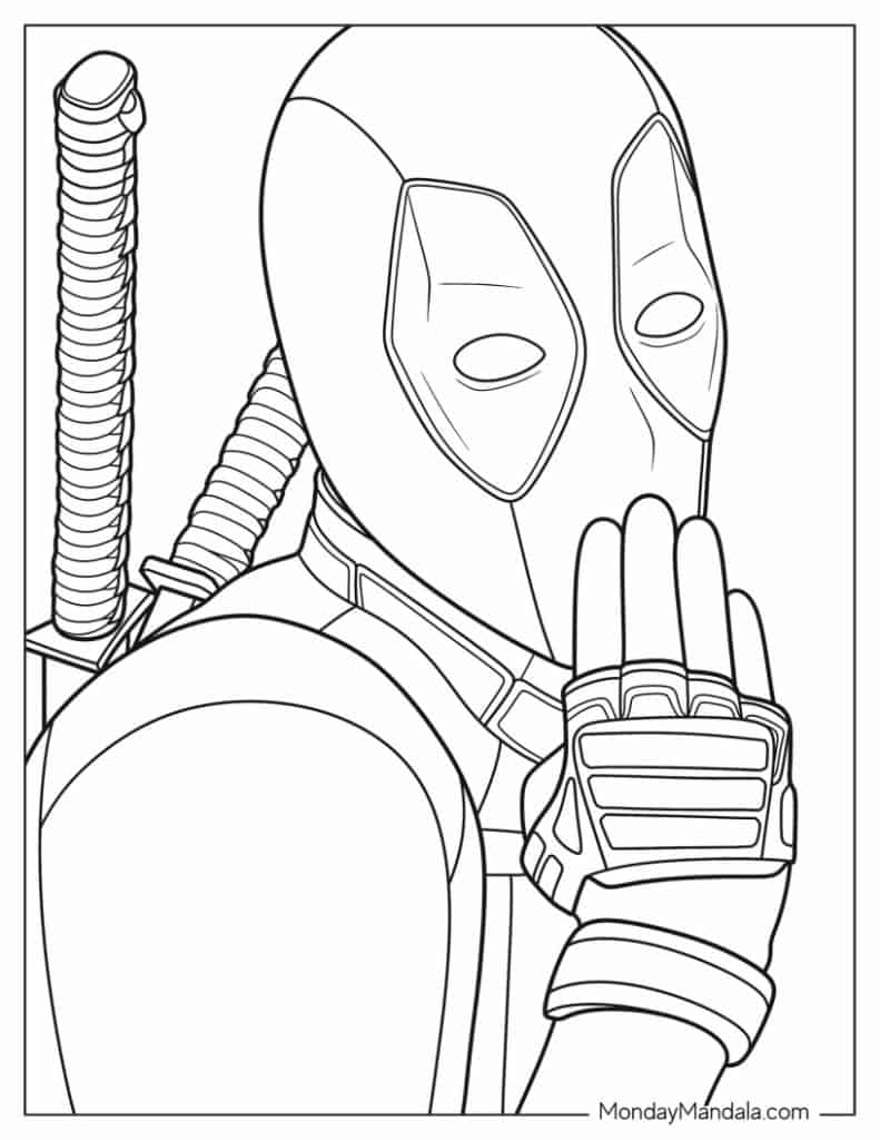 Deadpool coloring pages free pdf printables