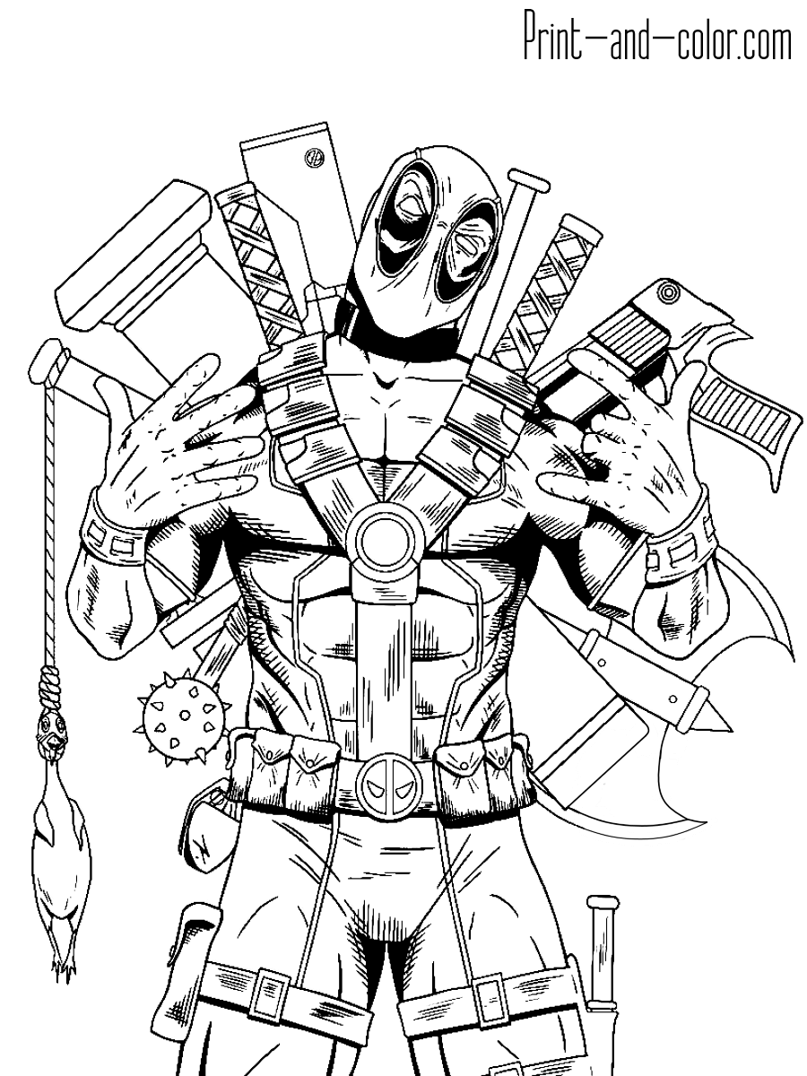 Deadpool coloring pages print and color