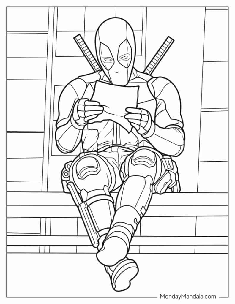 Deadpool coloring pages free pdf printables