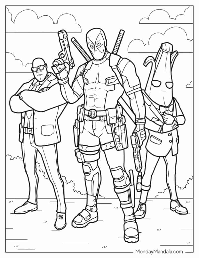 Deadpool coloring pages free pdf printables