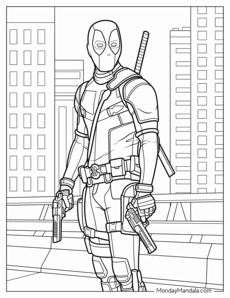 Deadpool coloring pages free pdf printables