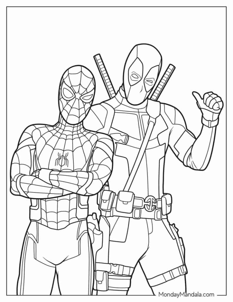 Deadpool coloring pages free pdf printables