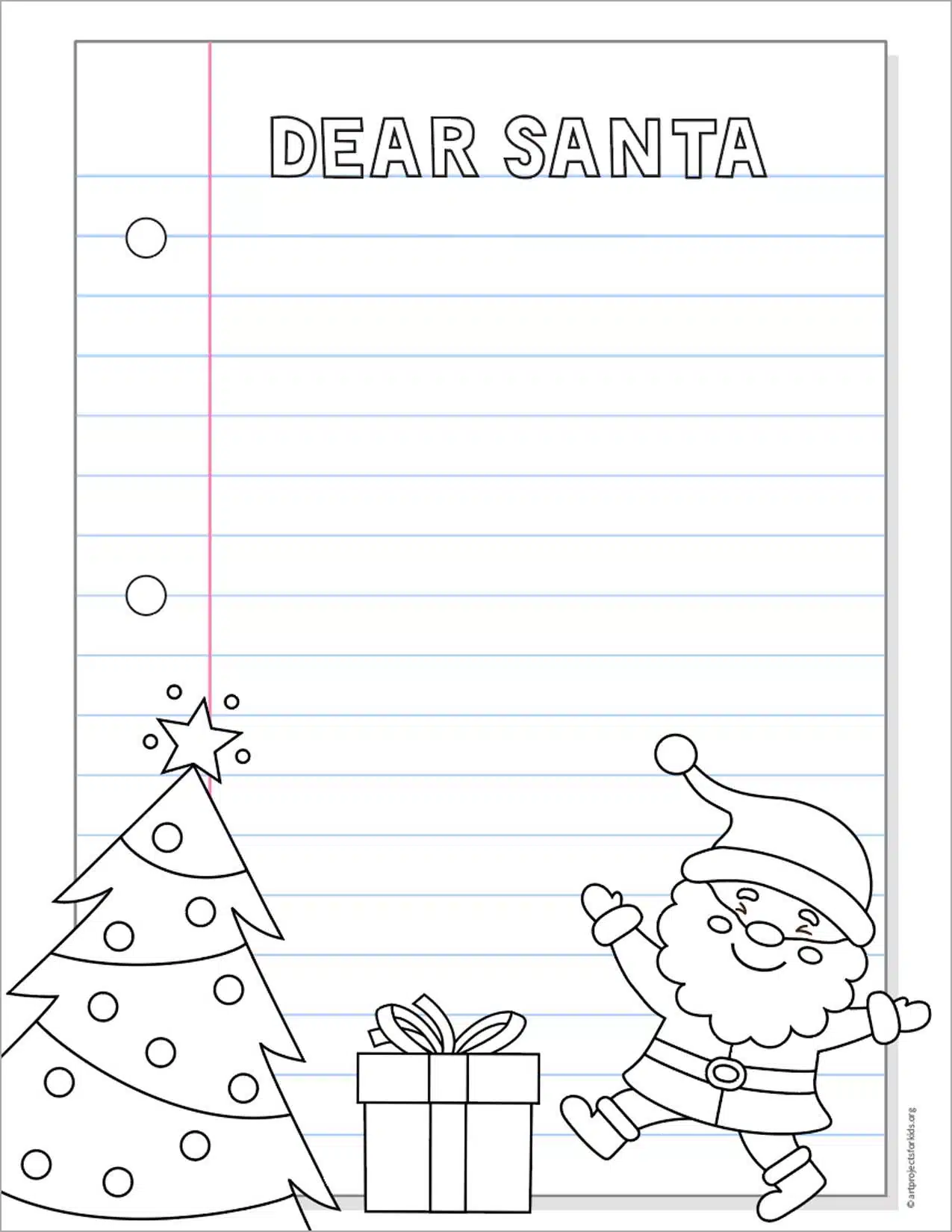 Coloring letter to santa template printable