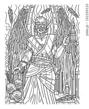 Halloween angel of death coloring page for adults