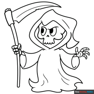 Cartoon death coloring page easy drawing guides