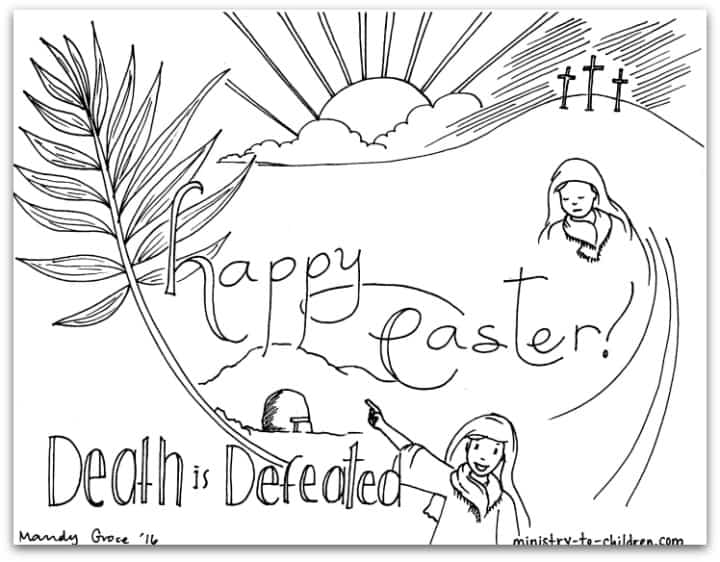 Death is defeated easter coloring page