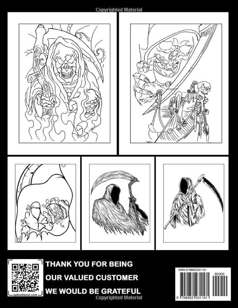 Creepy death coloring book spooky coloring pages for lovers who are fans of horror and creepypasta perfect halloween present griffin umar books