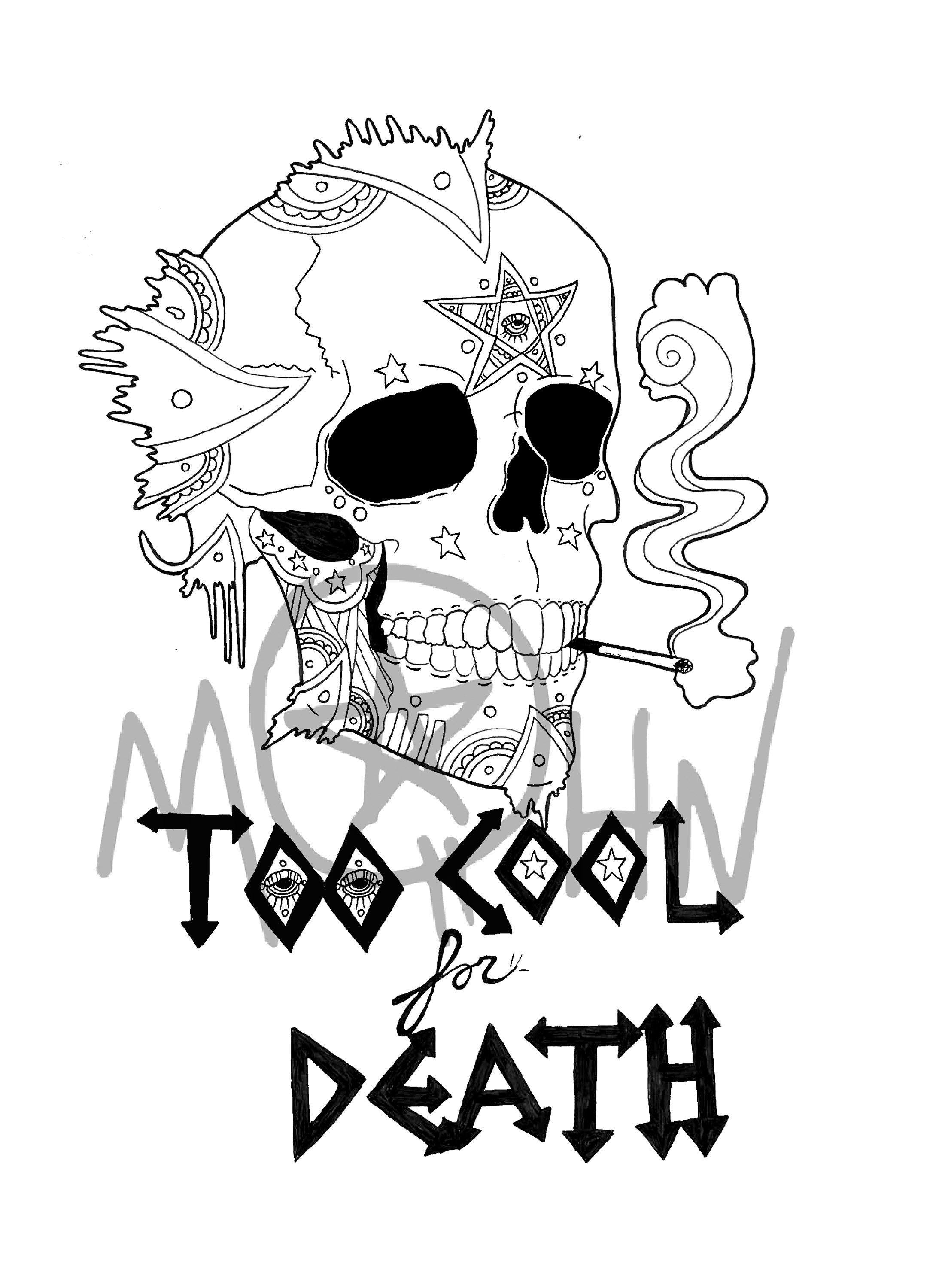 Too cool for death coloring page