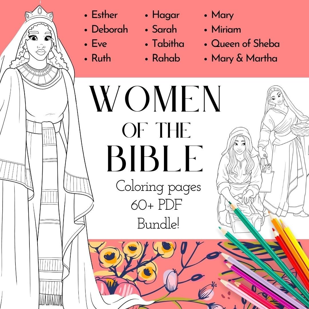 Women of the bible coloring pages and bible study guide for girls tweens or teens over pages printable pdf digital download