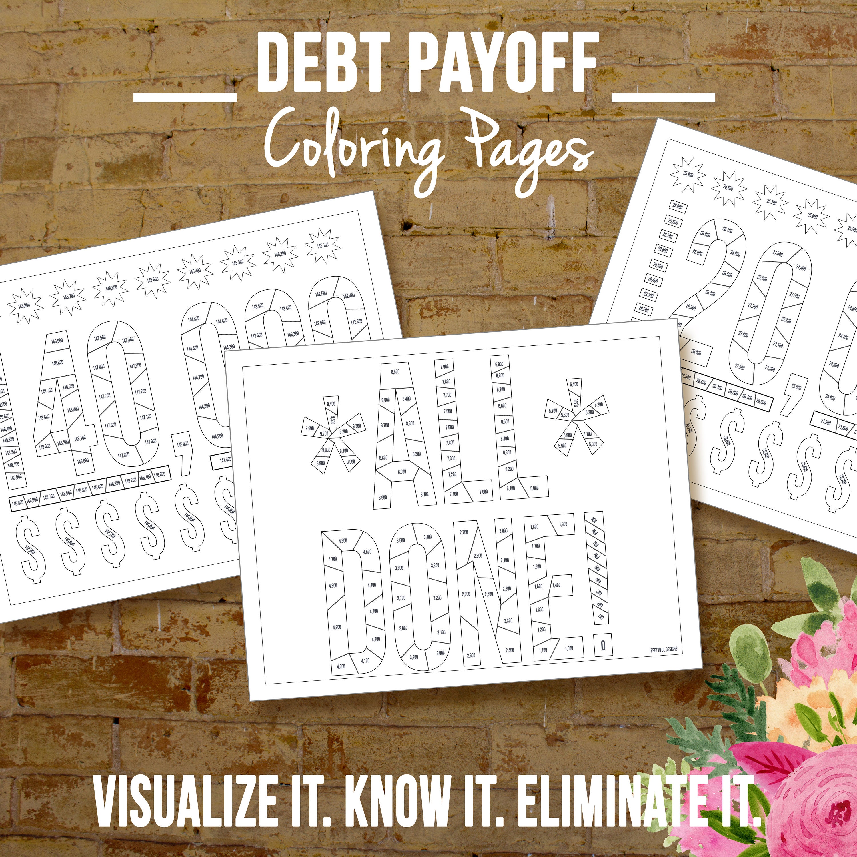 Financial organizer debt payoff coloring pages