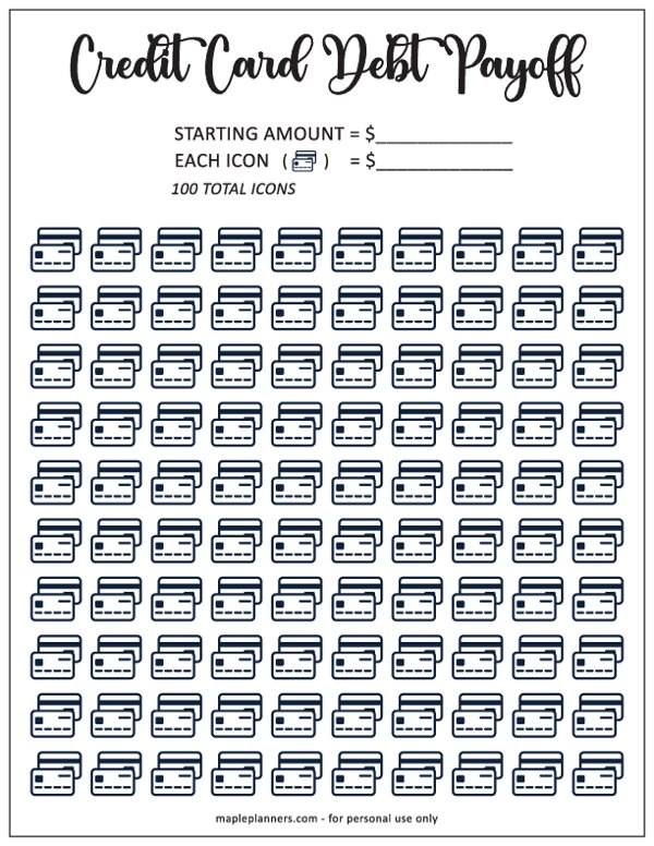 Free credit card debt payoff tracker printable