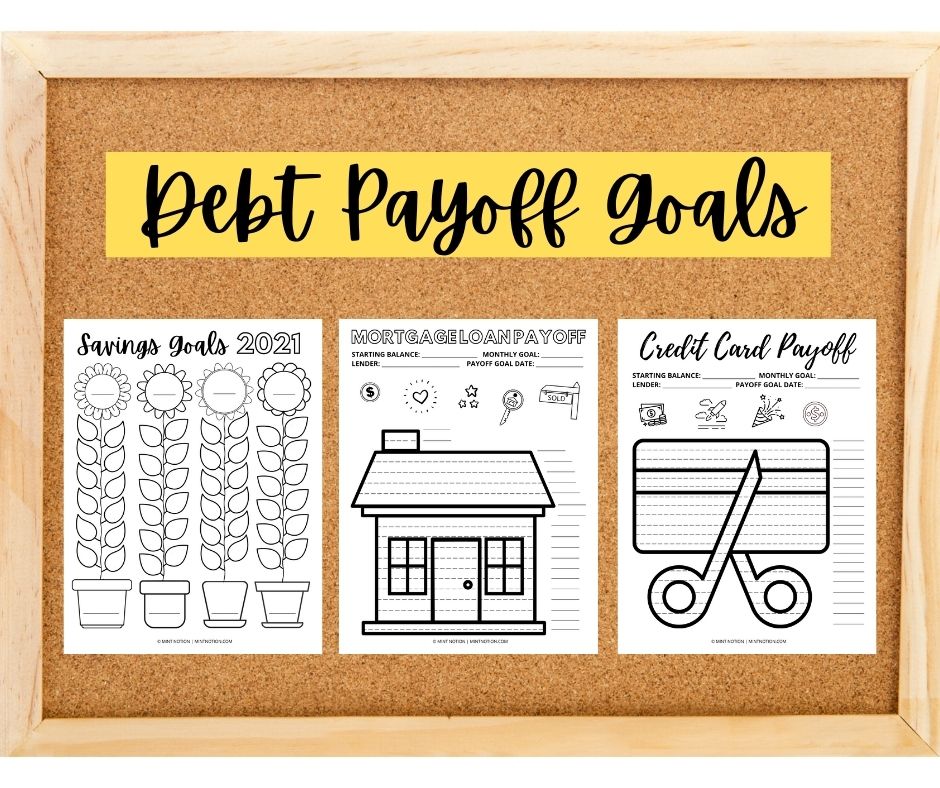 Savings and debt payoff coloring pages