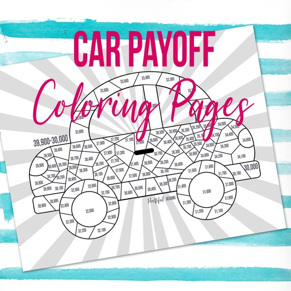 Car payoff coloring pages financial organizer debt payoff coloring pages with extra month countdown instant download