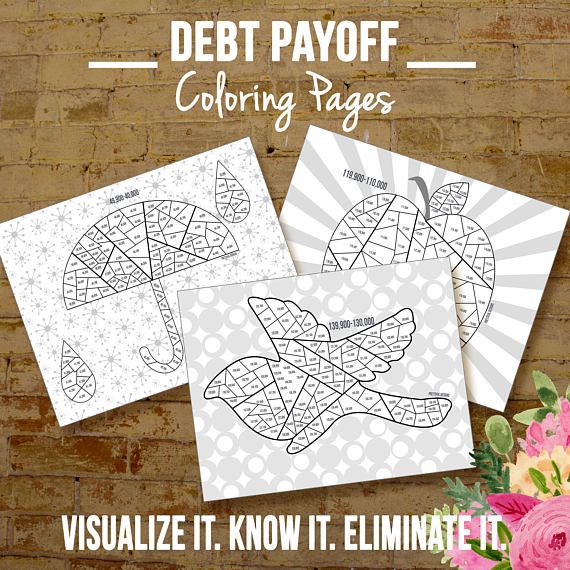 Financial organizer debt payoff coloring pages